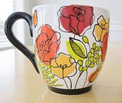 Items Similar To Mod Blossom Mug On Etsy Pottery Painting Mug Art Cup Painting