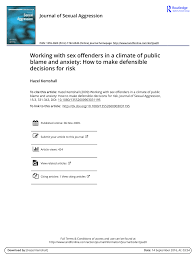 Pdf Working With Sex Offenders In A Climate Of Public Blame And Anxiety How To Make Defensible Decisions For Risk