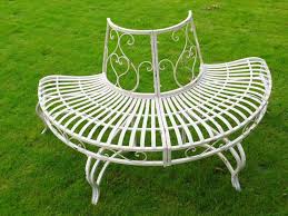 Use four benches to form a circle or use one. Semi Circle Tree Bench Antique White