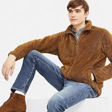 Men Fluffy Yarn Fleece Full Zip Jacket Brown Zip Jackets Mens Outfits Fleece
