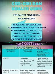 Bantu jawab dan dapatkan poin. Ciri Ciri Dan Kualiti Guru