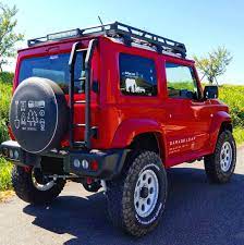 2019 09 20 jimny リヤラダー 念願だった リヤダラー装着 キャリアと 同ブランドだから 相性も良し 真っ赤なボディに 黒のラダー 全体的に引き締まって なんとも男前だ あれ ジムニーシエラ スズキ エブリィ スズキ ジムニー