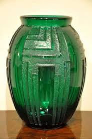 Daum Nancy France Glass Vase Emerald Green Art Deco 1930 More Informations Verre Art Deco Design Art Deco Art Deco