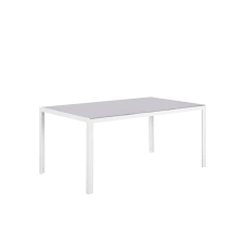 Table Aluminium Verre Le plateau en verre circulaire se fond harmonieusement dans le cadre en métal aux lignes géométriques et aux angles bien marqués. jardicom