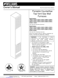 Williams fan coil unit wiring diagram best gas furnace wiring. Owner S Manual Forsaire Counterflow Top Vent Gas Wall Furnaces Furnace Chimney