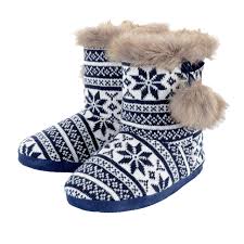Womens Fairisle Bootie Slippers With Faux Fur Pompoms This listing is for a pair of slipper boots for women in the colors: womens slipper boots fair isle nordic faux fur pom poms
