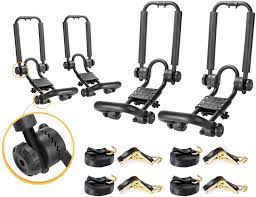 Drsportsusa two pair fold down j bar kayak rack designed mounts to virtually all crossbars and load bars double folding j. Amazon Com Aa Racks 2 Pair Double Folding J Bar Rack For Kayak Carrier Canoe Boat Paddle Board Surfboard Roof Top Mount On Car Suv Truck Crossbar With Ratchet Lashing Straps Automotive