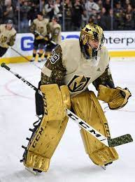 Fleury took his usual lap around the rink at city national arena, and fans couldn't help but stare at his new set of goalie pads, which are solid gold. Las Vegas Nv November 14 Marc Andre Fleury 29 Of The Vegas Golden Knights Warms Up Prior To A Ga Golden Knights Golden Knights Hockey Vegas Golden Knights