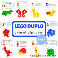 adventure in a box lego duplo animal alphabet use lego duplo to build animals while learning the alphabet included are 26 free printable cards with ideas of animal and letter designs