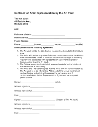 Irvine, ca, united states of america. Contract For Artist Representation By The Art Vault The Art