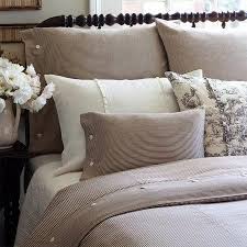Black And Cream Farmhouse Bedding Love This Neutral Palette For The Bedroom Taupe Linen Flax Ticking Pattern And Black On Cream Toile Striped Duvet Farmhouse Bedding Bedroom Inspirations