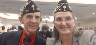 Marvin Gootee, representing American Legion Post 65 Saluda, is pictured  with American Legion National Commander Denise Rohan following her address  to the South Carolina House of Representatives and State Senate last week.