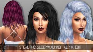 Simpliciaty Stealthic S Sleepwalking Alpha Edit Sims 4 Downloads Sims Hair Sims 4 Sims