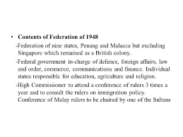 Resistance against the malayan union resulted in the federation of malaya agreement in 1948. Federation Of Malaya 1948 Replaced M U 1 2 48 Implemented After Recommendations From A Working Committee Consisting Of 6 British Officers 4 Representatives Ppt Download