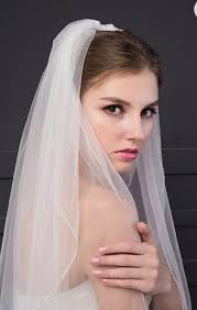 White or ivory Short 2 Tier Lace veil
