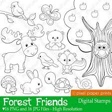 Forest Friends Digital Stamps Digital Stamps Mygrafico Com Amigos Del Bosque Animalitos Para Colorear Sellos Digitales