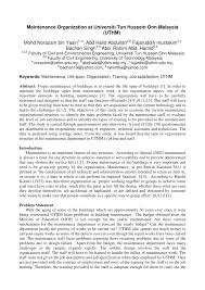 Universiti tun hussein onn malaysia (uthm), 86400 parit raja, batu pahat johor, malaysia. Pdf Maintenance Organization At Universiti Tun Hussein Onn Malaysia Uthm