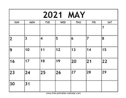 2021 blank and printable word calendar template. May 2021 Calendar Template Free Printable Calendar Com