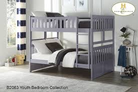 Dark pine twin over full wooden bunk bed Full Top Full Bottom Bunk Beds In Grey Wood