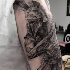 Black And Grey Realism Tattoo Artists London Image May Contain One Or More People Warrior Tattoo Sleeve Greek Tattoos Warrior Tattoo