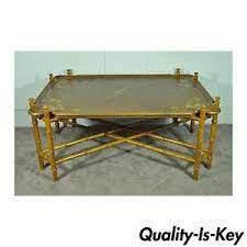 Unie modern nesting coffee table set of 2, round accent coffee table with faux marble wood top & gold metal frame for living room, office, balcony 4.6 out of 5 stars 39 $119.99 $ 119. Vintage Baker Hollywood Regency Painted Faux Bamboo X Form Coffee Table Ebay
