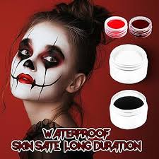 140g Kit Maquillaje Halloween, Pintura de Cara Niños Adulto, Negro(50g)  Blanco(50g) Rojo Sangre Falsa(40g) con 4 Cepillar, Halloween Fiestas  Cosplay Semana Santa : Amazon.es: Juguetes y juegos