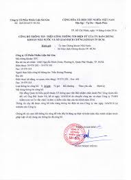 Công ty Cổ Phần Nhiên Liệu Sài Gòn - Số: 265/2016/CV-NLSG