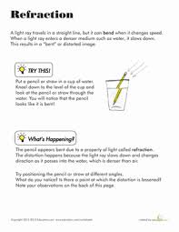 Refraction Worksheet Education Com Light Science Science Lessons Science Worksheets