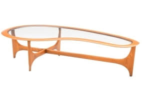 Gorgeous vintage modern coffee table with unique raised top and four sturdy legs. Lot Art Mid Century Modern Lane Coffee Table