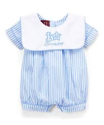 Lil Cactus Blue Stripe Sailor Collar Embroidered First Birthday Romper Infant
