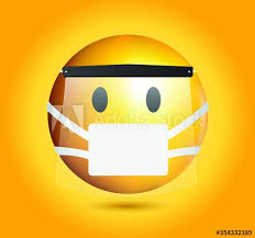 High Quality Mask Emoticon On Yellow Gradient Background Mask Emoji With Shield Yellow Face With Open Eyes Wearing A White Surgical In 2020 Emoji Emoticon Mask Images