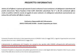 Le obbligazioni senior di veneto banca e popolare di vicenza hanno portato a molti investitori una bella plusvalenza perchè c'è la garanzia del rimborso con prezzo 100: Popolare Di Bari Il Fatto La Fotocopia Delle Bpvi Per Le Inadempienze Consob Oltre Che Bankitalia Vipiu