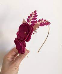 Fuchsia Rose Gold Headband Hairpiece Handmade Wedding Headband Bridal Headpiece Brides Faixas De Cabelo Artesanais Lacos De Cabelo Lacos De Cabelo Para Bebe