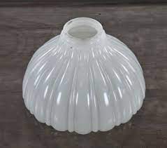 Antique purple hurricane lamp with fenton milk glass ruffle. Original C 1920 S American Interior Noel Bank Building Fluted Or Ribbed Milk Glass Pendant Light Replacement Shade