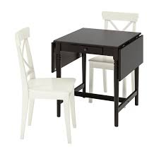 Brown and white office table with side extension. Ingatorp Ingolf Table And 2 Chairs Black Brown White Ikea