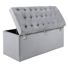 These seat covers got their original design from. Storage Ottoman Large Blanket Box Padded Velvet Seat Bench Silver Studs Ebay