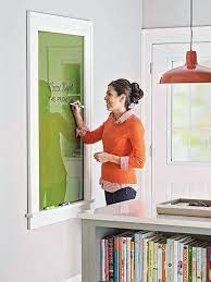 Ditch The Whiteboard And Use Something That Looks Good Too Home Diy Home Projects Home Decor