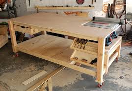 First Simple Workbench With Integrated Table Saw Woodworking Antique Woodworking Bench Integrated Simple In 2020 Diy Table Saw Workbench Woodworking Bench Plans