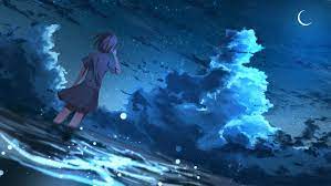 Looking for the best 4k landscape wallpaper? 2560x1024 Anime Girl In Half Moon Night 4k 2560x1024 Resolution Wallpaper Hd Anime 4k Wallpapers Images Photos And Background Wallpapers Den