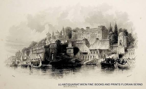 VARANASI, INDIA Benares view c. 1850