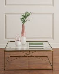 Caracole social gathering coffee table details handcrafted coffee table finished in taupe silver leaf. Glass Coffee Table Horchow Com