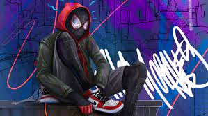 One personal thing that i added to the sequence are some tags on the graffiti wall. Spider Man Into The Spider Verse Hd Wallpaper Hintergrund 3150x1772