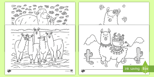 Which llama comes to the cactus. Llama Colouring Pages Teacher Made