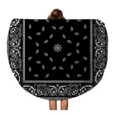 Shop online for unique bandana throw blankets. Nudecor 60 Inch Round Beach Towel Blanket Colorful Paisley Black Bandana Pattern Border Bandanna Scarf White Travel Circle Circular Towels Mat Tapestry Beach Throw Walmart Canada