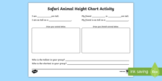 Safari Animal Height Chart Worksheet Worksheet Worksheet