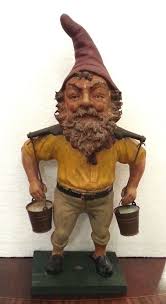 Antique German Terra Cotta Gnome Gartenzwerg Polychrome Original Paint Unknown Gnome Statues Gnomes Antiques