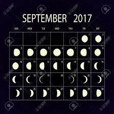 Moon Phases Calendar For 2017 On Night Sky September Vector