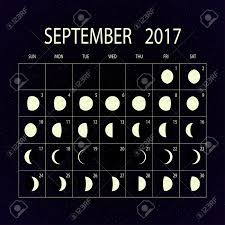 moon phases calendar for 2017 on night sky september vector