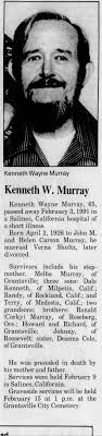 Obituary for Kenneth Wayne Murray, 1926-1991 (Aged 65)