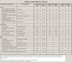 Macaw Weights And Lengths Chart Parrot Forum Parrot